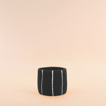 Cache-pot ciment noir 13cm, design moderne | Hashtag Déco