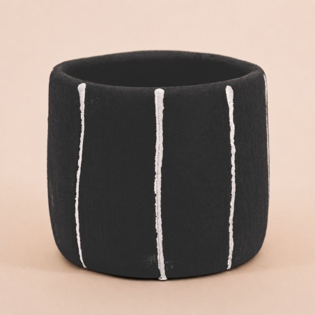 Cache-pot ciment noir 13cm, design moderne | Hashtag Déco