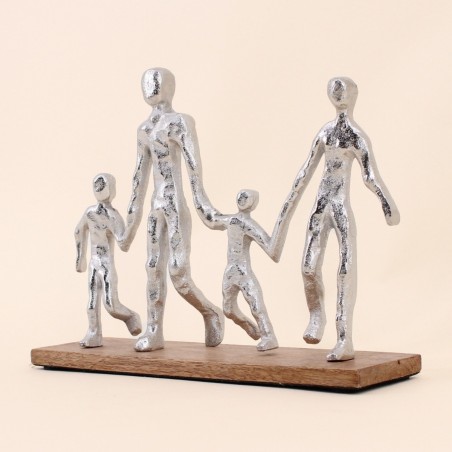 Objet déco silhouette famille bois noir 20cm | Hashtag Déco