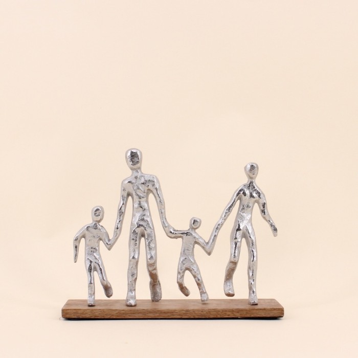 Objet déco silhouette famille bois noir 20cm | Hashtag Déco