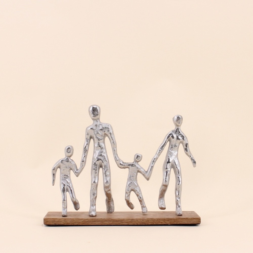 Objet déco silhouette famille bois noir 20cm | Hashtag Déco