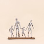 Objet déco silhouette famille bois noir 20cm | Hashtag Déco