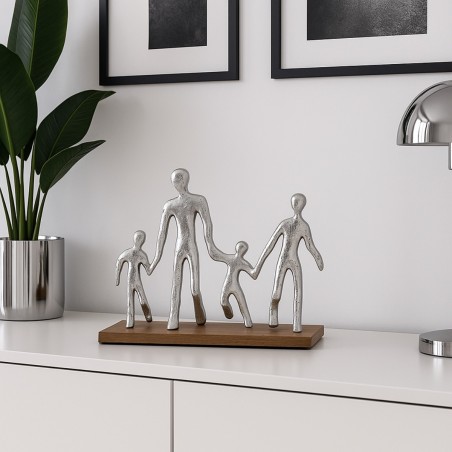 Objet déco silhouette famille bois noir 20cm | Hashtag Déco