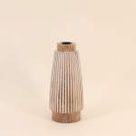 Bougeoir en bois à rayures 21cm | Hashtag Déco