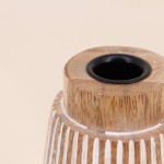 Bougeoir en bois à rayures 21cm | Hashtag Déco