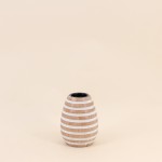 Bougeoir en bois à rayures naturel 14cm | Hashtag Déco