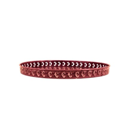 Plateau métal violet motifs relief 37cm | Hashtag Déco