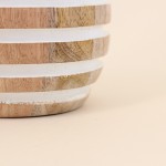 Bougeoir en bois à rayures naturel 14cm | Hashtag Déco