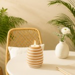 Bougeoir en bois à rayures naturel 14cm | Hashtag Déco