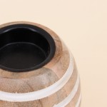 Bougeoir en bois rayé 10cm, style naturel | Hashtag Déco