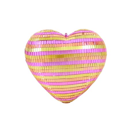 Coeur en verre bicolore violet rose 22x23cm | Hashtag Déco