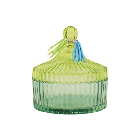 Boîte en verre coloré strié 14x15cm | Hashtag Déco