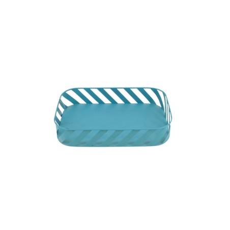 Plateau en métal bleu ajouré 20x30cm | Hashtag Déco