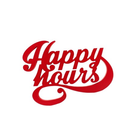 Mot décoratif happy hours rouge en bois | Hashtag Déco