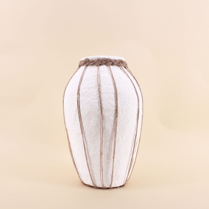 Vase papier maché blanc marron 34cm | Hashtag Déco