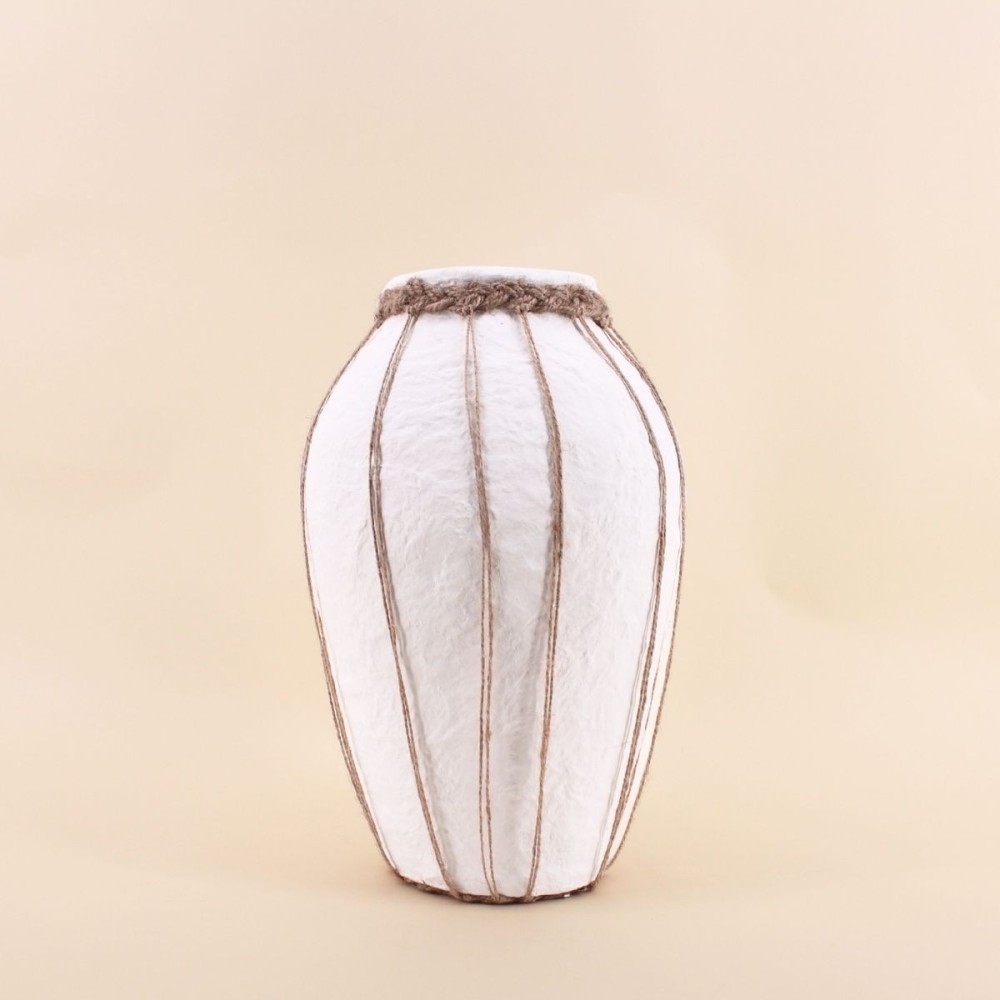 Vase papier maché blanc marron 34cm | Hashtag Déco