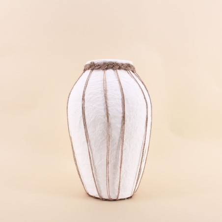 Vase papier maché blanc marron 34cm | Hashtag Déco