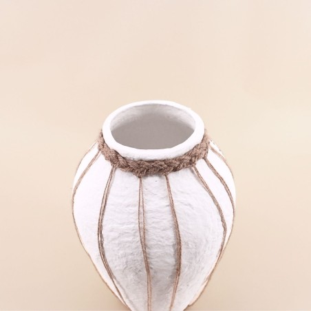 Vase papier maché blanc marron 34cm | Hashtag Déco
