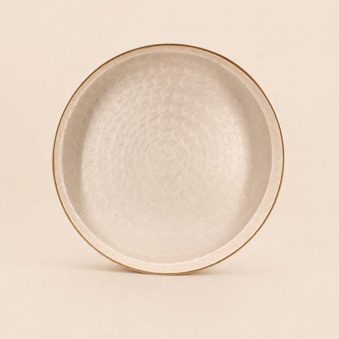 Plateau doré en métal aspect nacré 46cm | Hashtag Déco