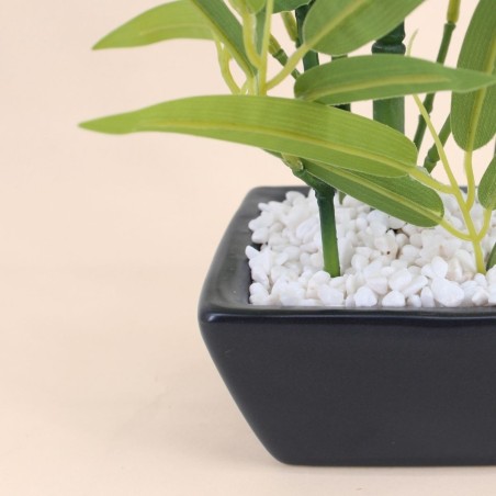 Bambou artificiel pot céramique blanc 40cm | Hashtag Déco