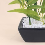 Bambou artificiel pot céramique blanc 40cm | Hashtag Déco