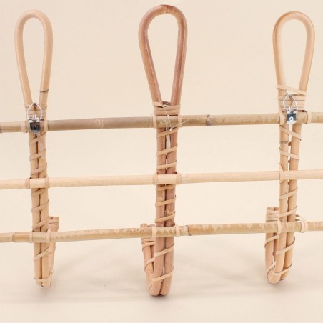 Patère 3 crochets rotin naturel 41cm | Hashtag Déco