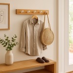 Patère 5 têtes bois naturel 48cm | Hashtag Déco