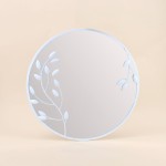 Miroir rond métal blanc fleurs 50cm | Hashtag Déco