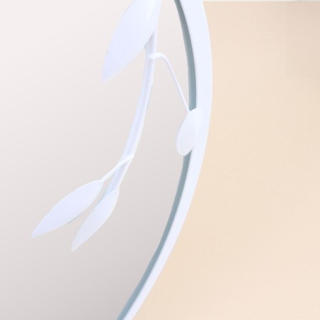 Miroir rond métal blanc fleurs 50cm | Hashtag Déco
