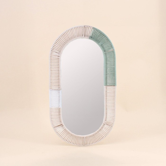 Miroir ovale corde beige 55x30cm | Hashtag Déco
