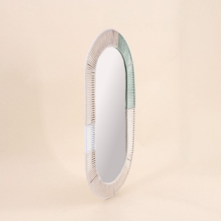 Miroir ovale corde beige 55x30cm | Hashtag Déco