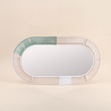Miroir ovale corde beige 55x30cm | Hashtag Déco