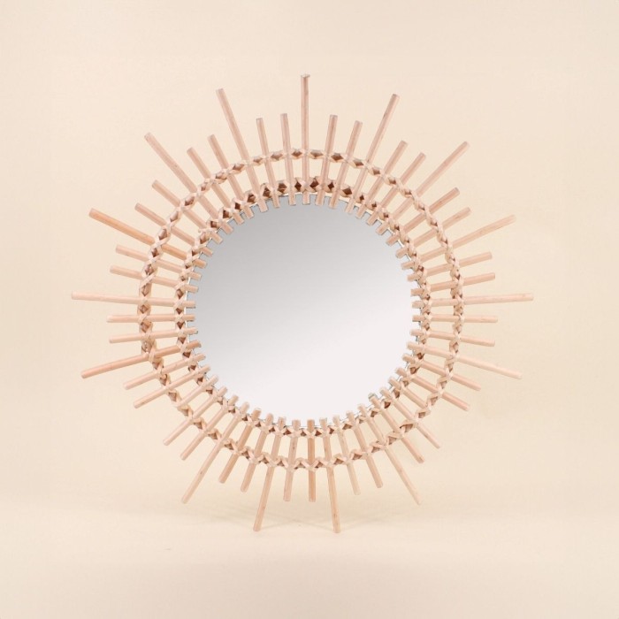 Miroir soleil en rotin naturel 58cm | Hashtag Déco