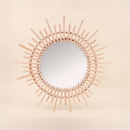 Miroir soleil en rotin naturel 58cm | Hashtag Déco