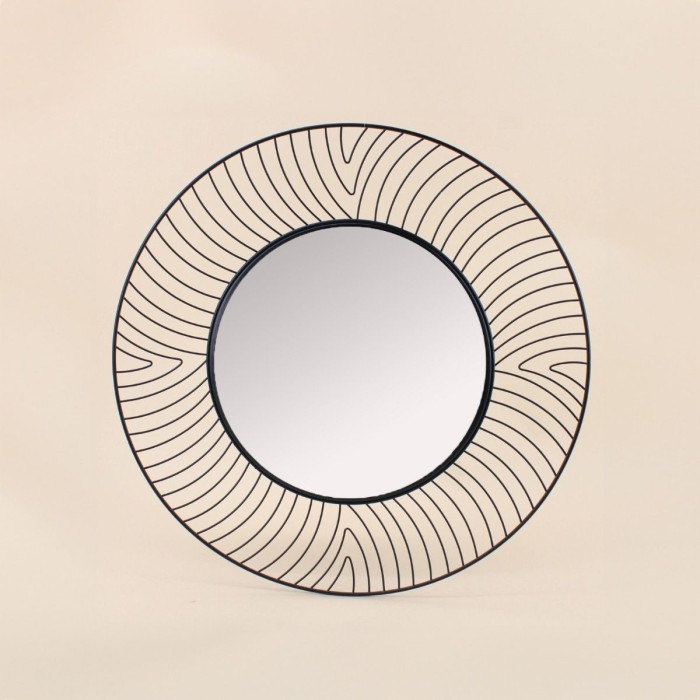 Miroir rond métal courbé noir 50cm élégant | Hashtag Déco