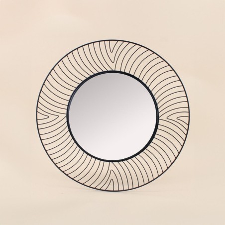 Miroir rond métal courbé noir 50cm élégant | Hashtag Déco