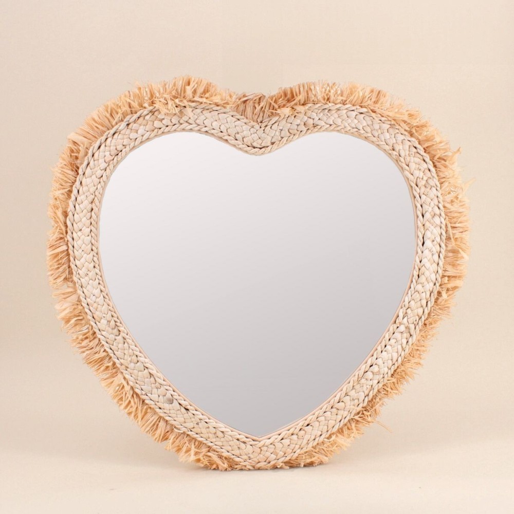 Miroir coeur corde de maïs naturel 57x56cm | Hashtag Déco