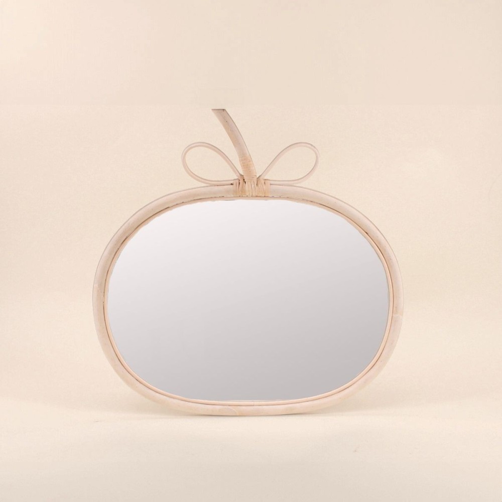 Miroir pomme rotin naturel 42x42cm | Hashtag Déco