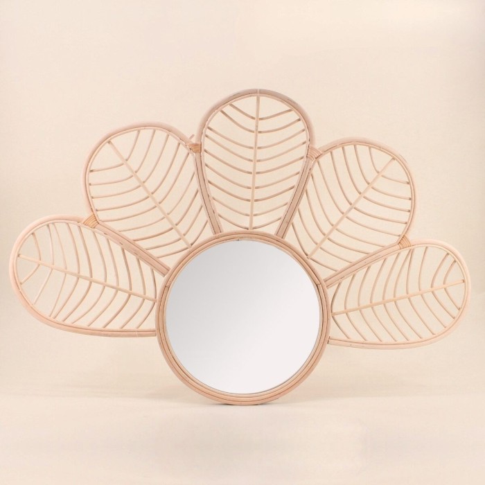 Miroir demi fleur rotin naturel 80x54cm | Hashtag Déco