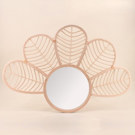 Miroir demi fleur rotin naturel 80x54cm | Hashtag Déco