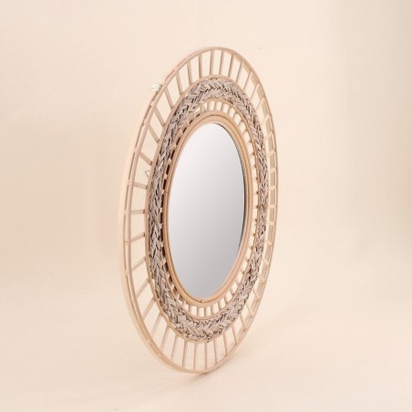 Miroir rond en rotin naturel 50cm dia | Hashtag Déco