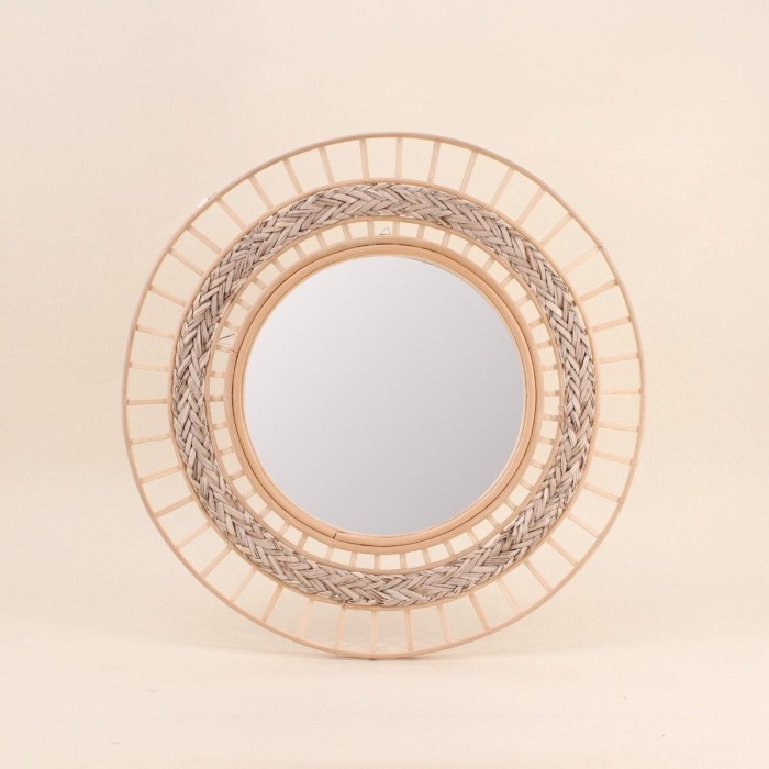 Miroir rond en rotin naturel 50cm dia | Hashtag Déco