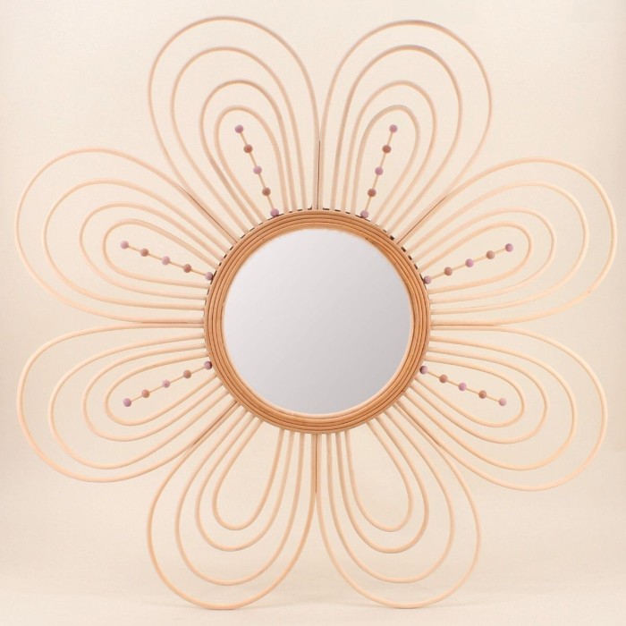 Miroir fleur en rotin naturel 88 cm | Hashtag Déco