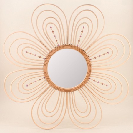 Miroir fleur en rotin naturel 88 cm | Hashtag Déco
