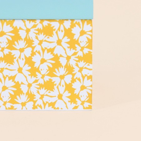 Boite à bijoux bois motifs fleuris vert jaune | Hashtag Déco