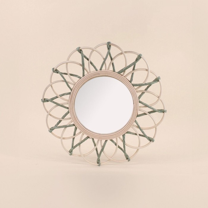 Miroir en rotin forme fleur naturel 40cm | Hashtag Déco