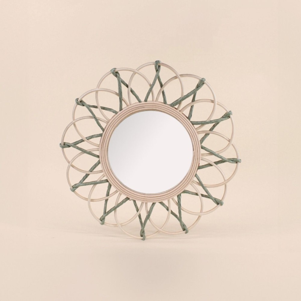 Miroir en rotin forme fleur naturel 40cm | Hashtag Déco