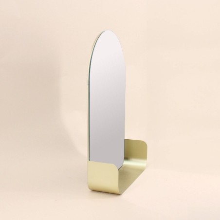 Miroir mural arche doré avec étagère | Hashtag Déco
