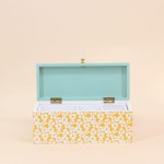 Boite à bijoux bois motifs fleuris vert jaune | Hashtag Déco