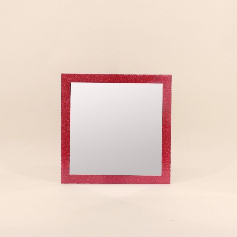 Miroir rose pailleté en verre 35x35cm | Hashtag Déco